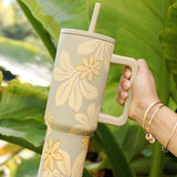40 oz tumbler with naupaka and tiare print