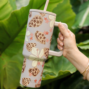 40 oz tumbler with shells and pua print