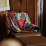 woven cotton blanket in lei pua green