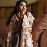 woven cotton blanket in pua paina tan