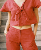 YIREH London Linen Pant in Cardinal - Linen Women's Pants