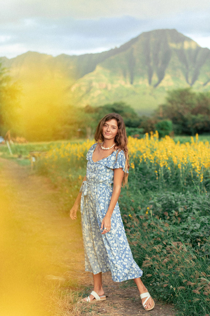 YIREH Indah Rose Dress in Denim - Rayon Women's Dress