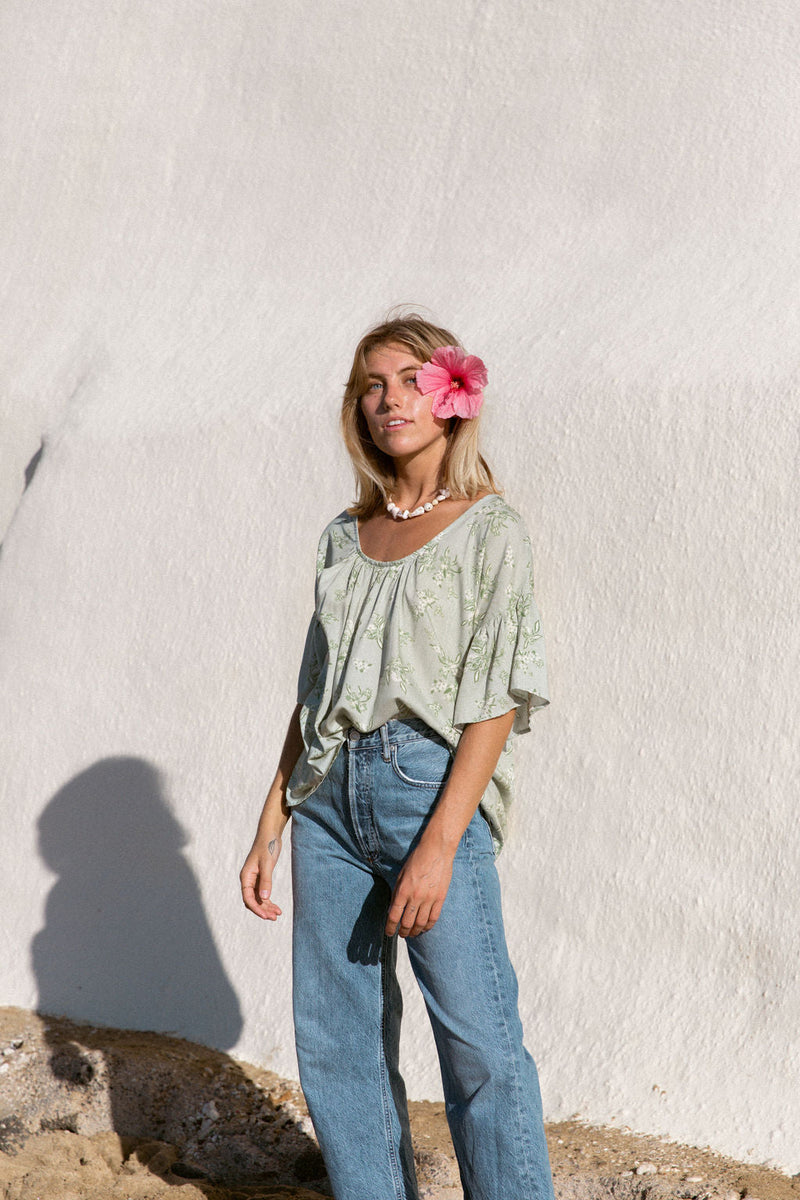 YIREH Ember Top in Jade - Rayon Women's Top