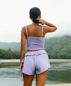 YIREH Pantai Short in Lilac - Rayon Women's Shorts (w/ Rumi Bandeau in Lilac)