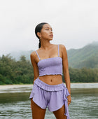 YIREH Rumi Bandeau in Lilac - Rayon Women's Top (w/ Pantai Short in Lilac)
