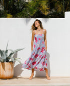 YIREH Aila Dress in Lavender Hibiscus - Linen Women's Dress