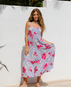 YIREH Aila Dress in Lavender Hibiscus - Linen Women's Dress