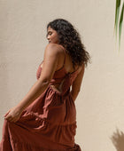 YIREH Aila Dress in Terra - Linen Women's Dress (backview)