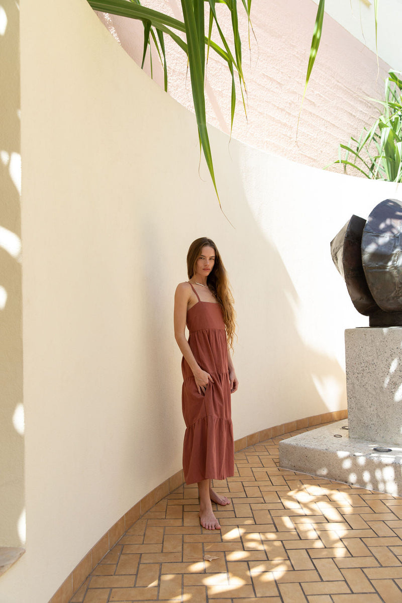 YIREH Aila Dress in Terra - Linen Women's Dress