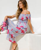 YIREH Brooklyn Jumpsuit in Lavender Hibiscus - Rayon Women's Jumpsuit