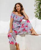 YIREH Brooklyn Jumpsuit in Lavender Hibiscus - Rayon Women's Jumpsuit