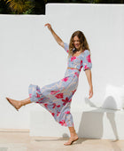 YIREH Ella Top in Lavender Hibiscus - Linen Women's Top
