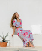 YIREH Ella Top in Lavender Hibiscus - Linen Women's Top