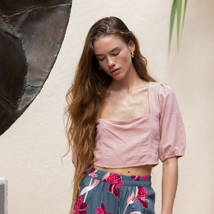 YIREH Ella Top in Blush - Linen Women's Top
