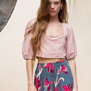 YIREH Ella Top in Blush - Linen Women's Top