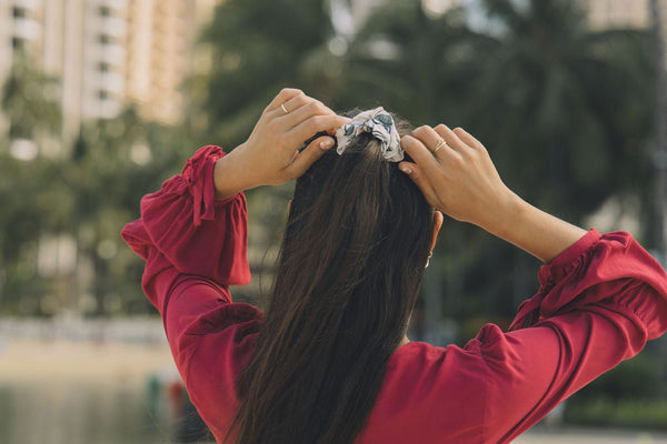 YIREH Finish the Look Scrunchie in Magnolia - A fun scrunchie to complete your outfit made from YIREH signature fabric/prints!