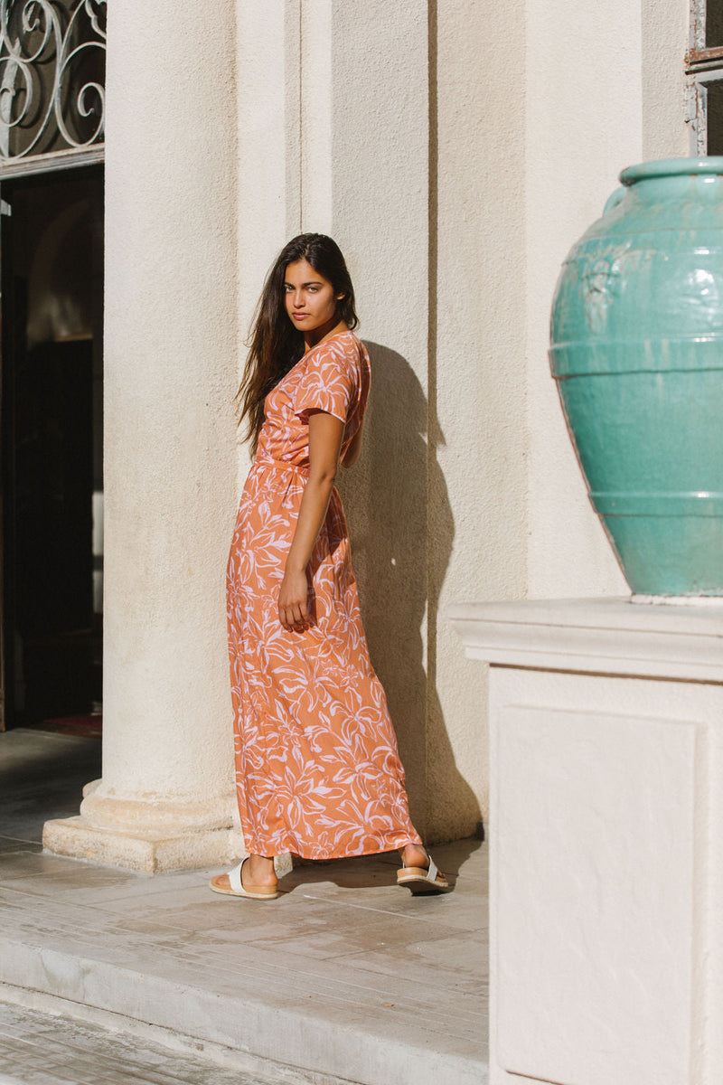 YIREH Isabella Wrap Maxi in Blossom - Rayon Women's Dress