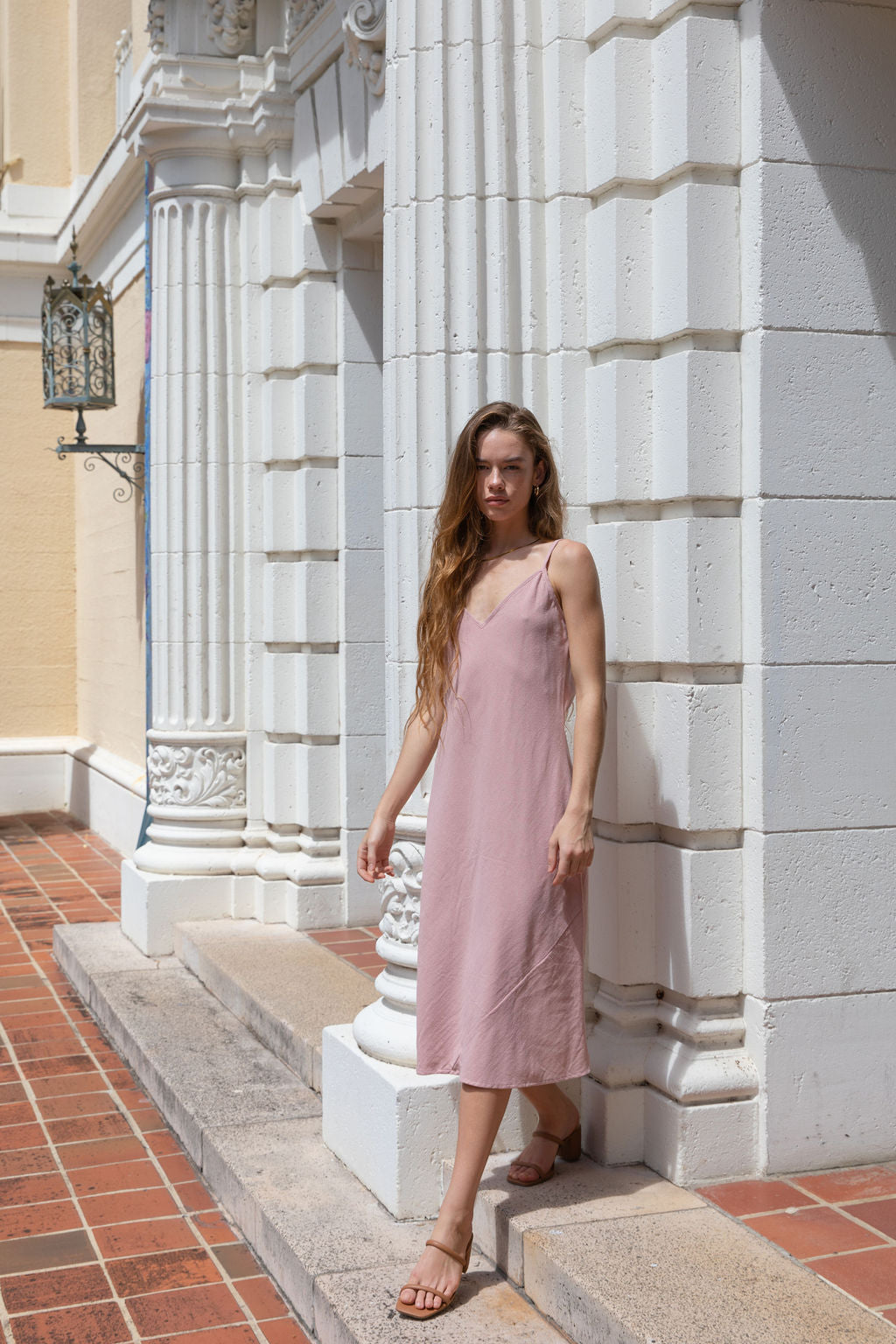 YIREH Kaila Dress in Blush - Linen Women's Dress