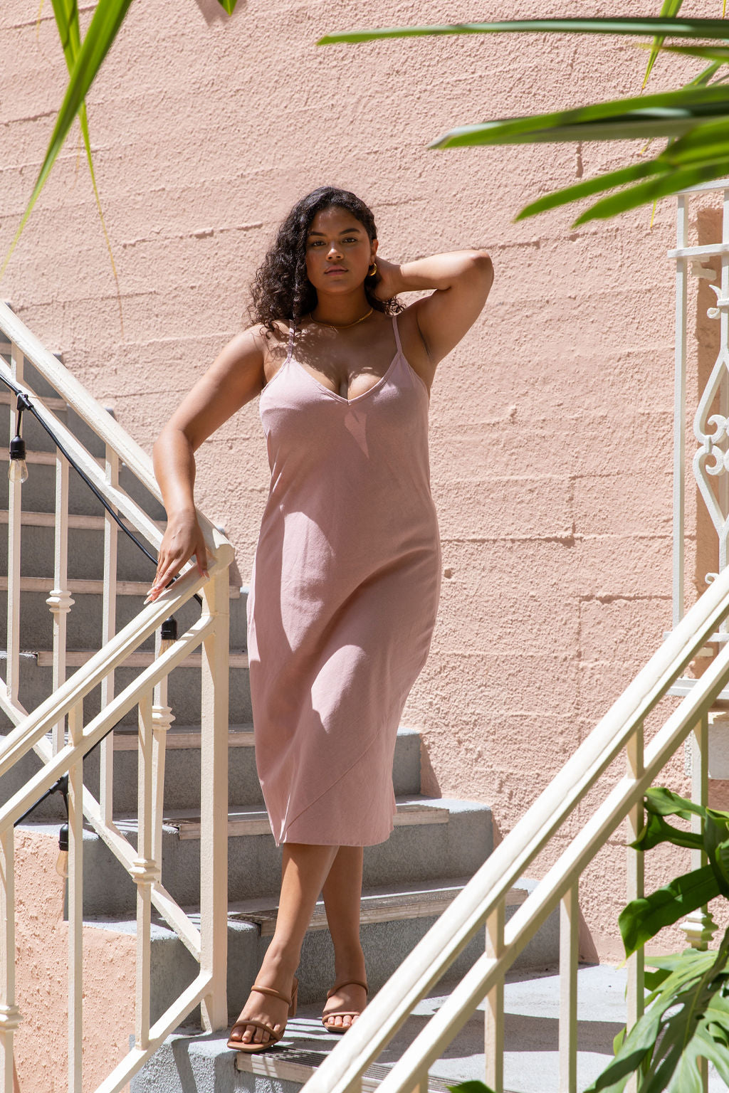 YIREH Kaila Dress in Blush - Linen Women's Dress