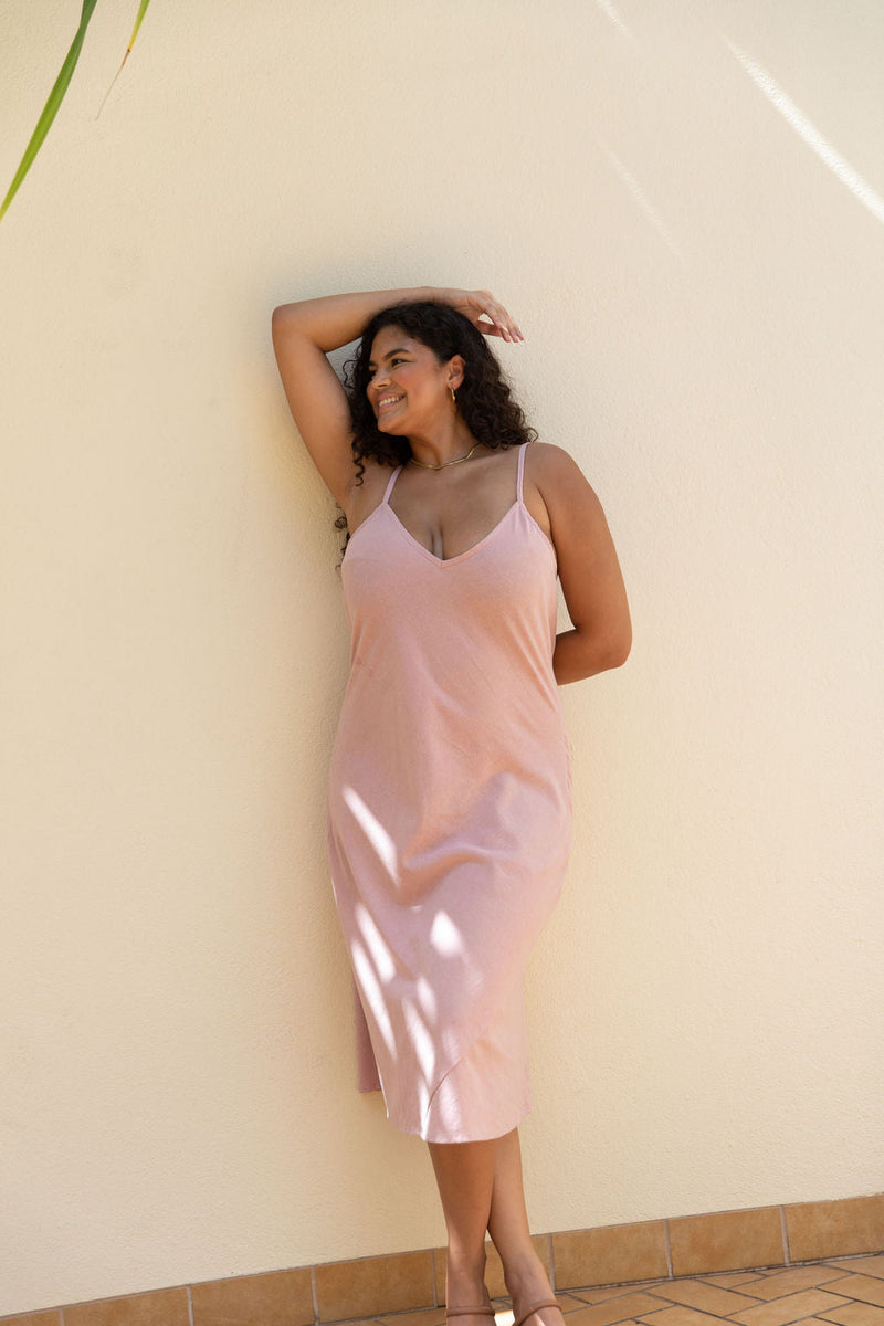 YIREH Kaila Dress in Blush - Linen Women's Dress
