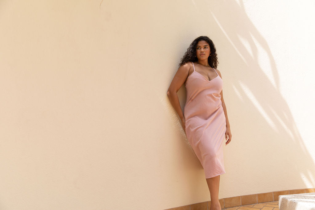 YIREH Kaila Dress in Blush - Linen Women's Dress