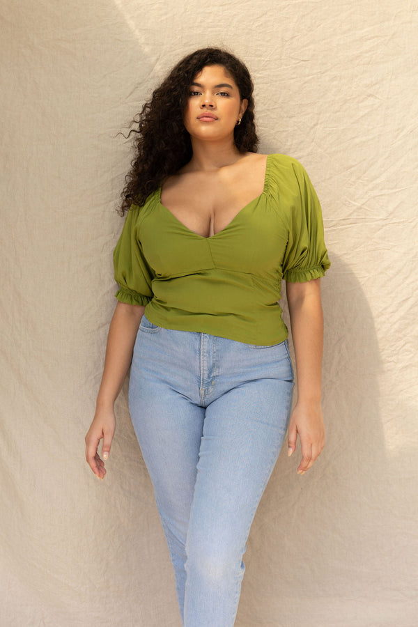 YIREH Kate Top in Basil - Rayon Women's Top