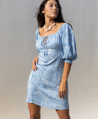 YIREH Lennox Dress in Sky - Rayon's Womens Dress. Off the shoulder, versatile, women's resortwear. Ethically and sustainably made.