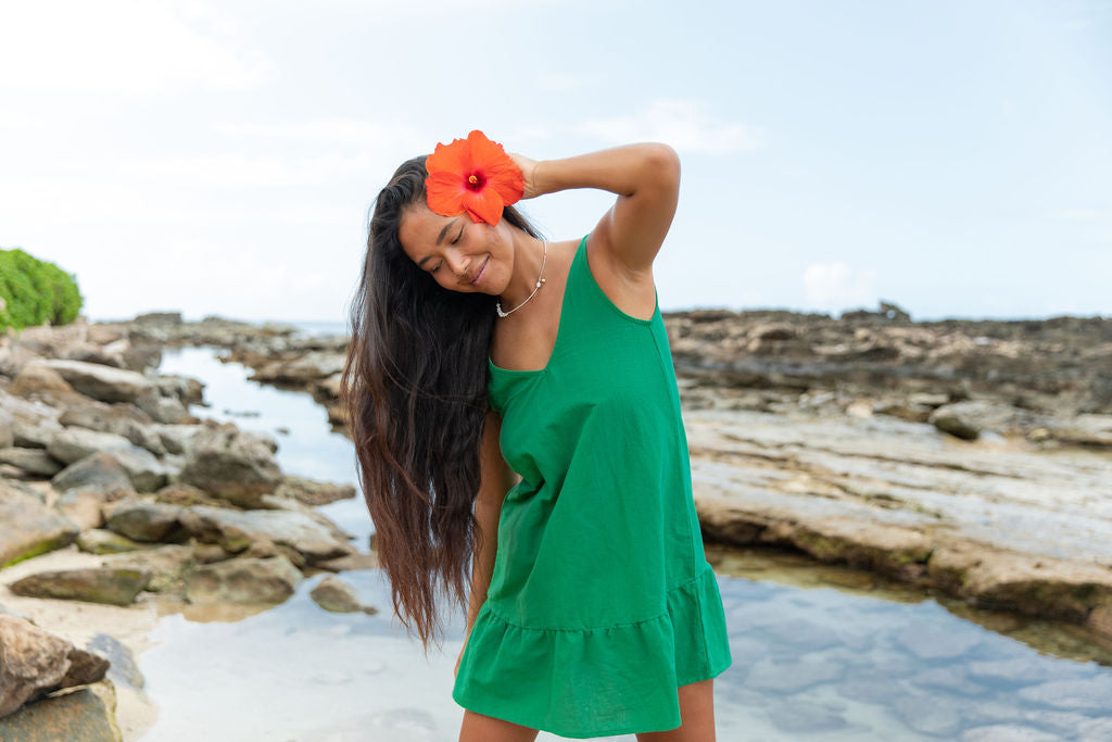 YIREH Lola Mini in Monstera - Rayon Women's Mini Dress