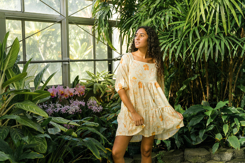 YIREH Kahea Dress in Mahina Made Pua Kenikeni - Rayon Women's Dress