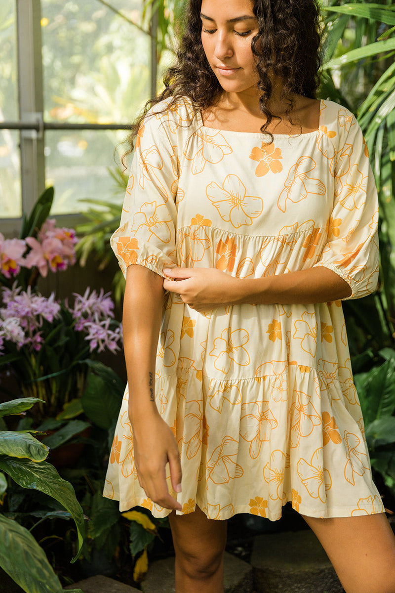 YIREH Kahea Dress in Mahina Made Pua Kenikeni - Rayon Women's Dress