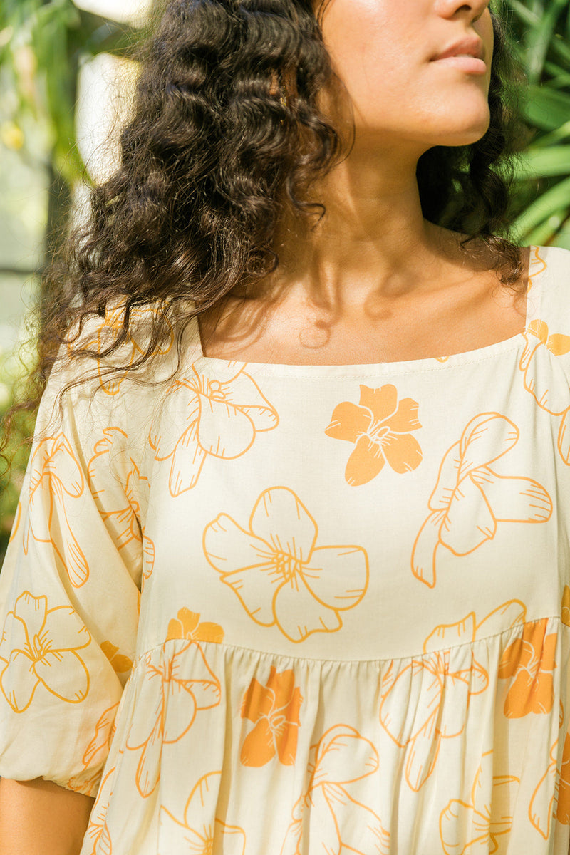 YIREH Kahea Dress in Mahina Made Pua Kenikeni - Rayon Women's Dress
