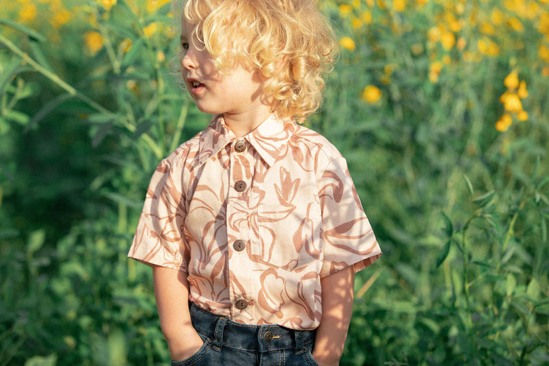 YIREH Maverick Button Up in Sienna - Rayon Child's Button-Up