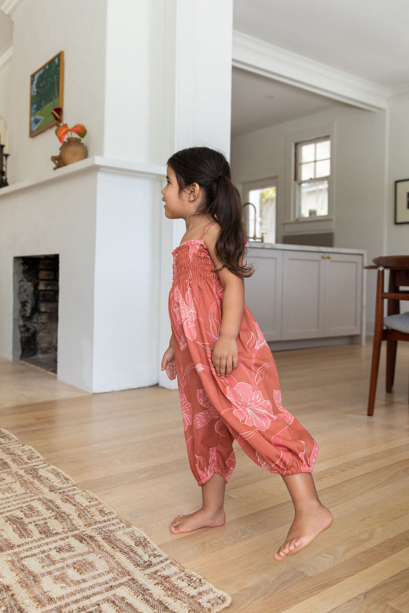 YIREH Lyla Jumper in Terra Rossa - Rayon Child's Jumpsuit