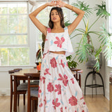 YIREH Nico Skirt in Island Breeze - Rayon Women's Skirt (w/ Rumi Bandeau in Terra)