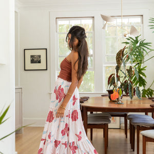 YIREH Nico Skirt in Island Breeze - Rayon Women's Skirt (w/ Rumi Bandeau in Terra)