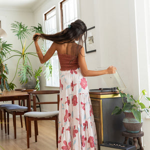 YIREH Nico Skirt in Island Breeze - Rayon Women's Skirt (w/ Rumi Bandeau in Terra)