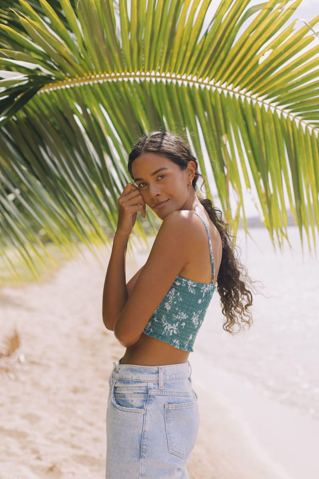 YIREH Rumi Bandeau in Lagoon - Rayon Women's Top