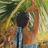 YIREH Rumi Bandeau in Lagoon - Rayon Women's Top (w/ Scarf in Fern)