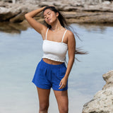 YIREH Millie Short in Kai - Rayon Women's Shorts (w/ Rumi Bandeau in Cloud)