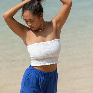 YIREH Rumi Bandeau in Cloud - Rayon Women's Top (w/ Millie Short in Kai)