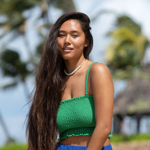 YIREH Rumi Bandeau in Monstera - Rayon Women's Top (w/ Millie Short in Kai)