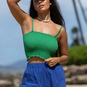 YIREH Millie Short in Kai - Rayon Women's Shorts (w/ Rumi Bandeau in Monstera)