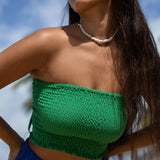 YIREH Rumi Bandeau in Monstera - Rayon Women's Top (w/ Millie Short in Kai)