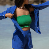 YIREH Rumi Bandeau in Monstera - Rayon Women's Top (w/ Millie Short in Kai)