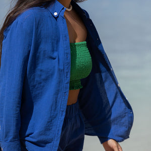 YIREH Rumi Bandeau in Monstera - Rayon Women's Top (w/ Millie Short in Kai)