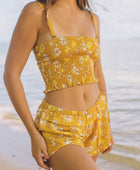 YIREH Pantai Short in Honey - Rayon Women's Shorts (w/ Rumi Bandeau in Honey)
