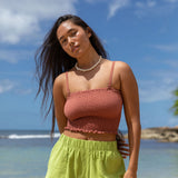YIREH Millie Short in Parakeet - Rayon Women's Shorts (w/ Rumi Bandeau in Terra)
