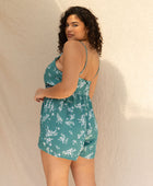 YIREH Wild Daisy Romper in Lagoon - Rayon Women's Romper