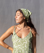 YIREH Wild Daisy Romper in Juniper - Rayon Women's Romper (w/ Scarf in Juniper)