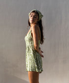 YIREH Wild Daisy Romper in Juniper - Rayon Women's Romper (w/ Scarf in Juniper)